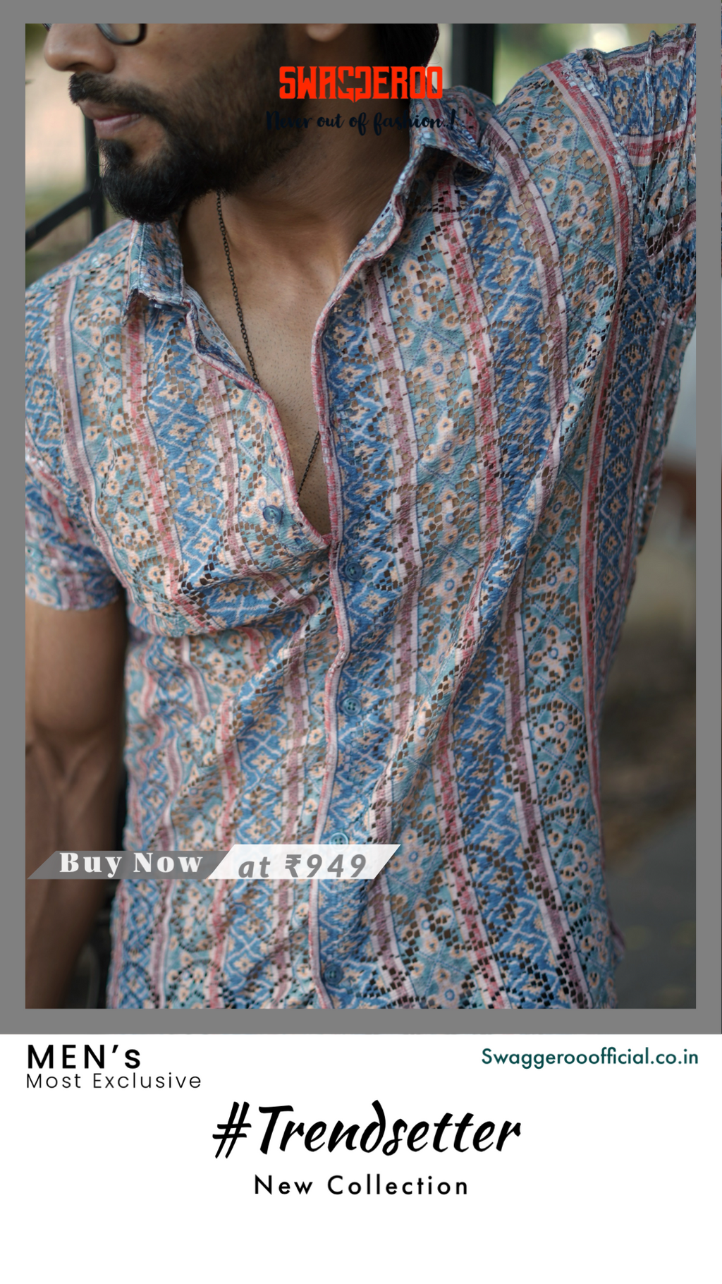 The High-Fashion Trendsetter. Imported Half-Sleeve Net Shirt