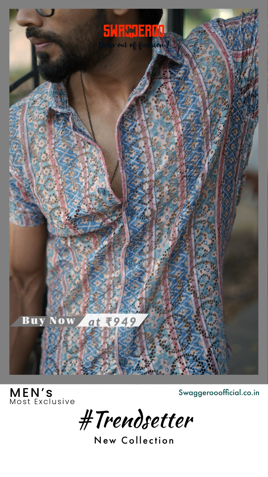 The High-Fashion Trendsetter. Imported Half-Sleeve Net Shirt